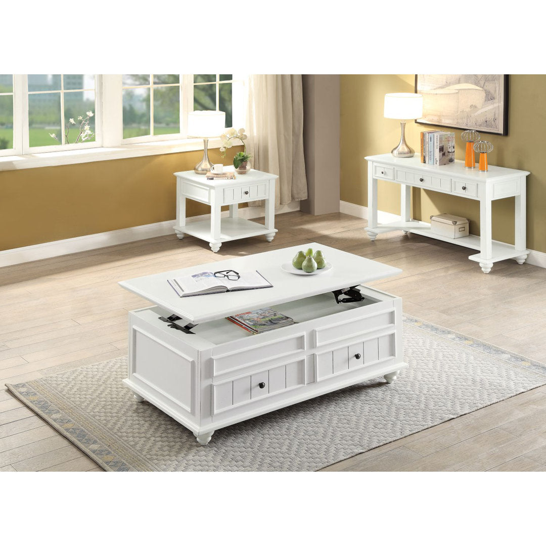 Emmett Rectangular Coffee Table with Storage in White Washed Lark Manor™