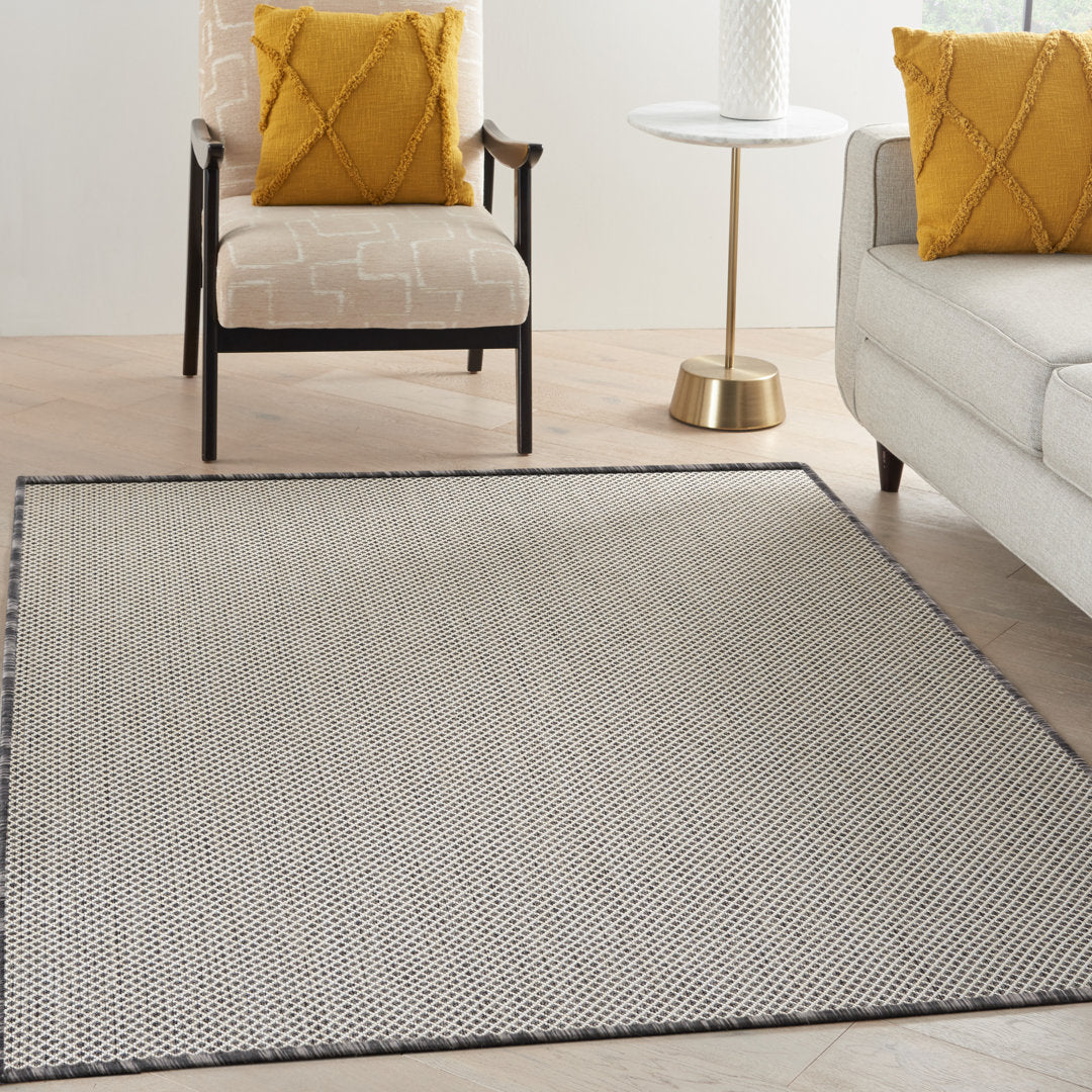 Leia Ivory/Charcoal Gray Indoor / Outdoor Area Rug Sand & Stable™ Rug Size: Rectangle 8' x 10'