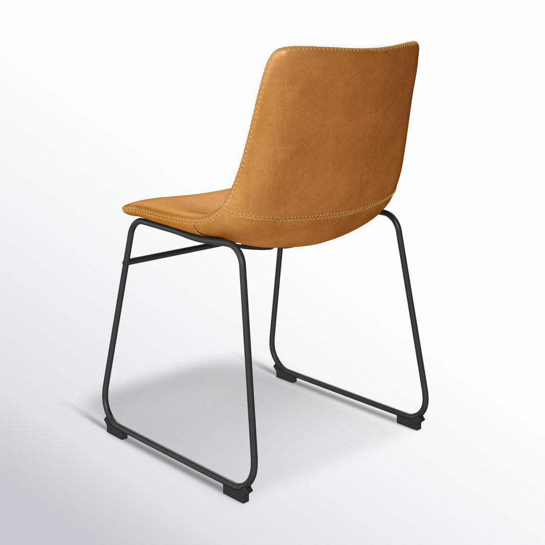 Nia Vegan Leather Side Chair (Set of 2) AllModern Upholstery Color: Light Brown, Frame Color: Black