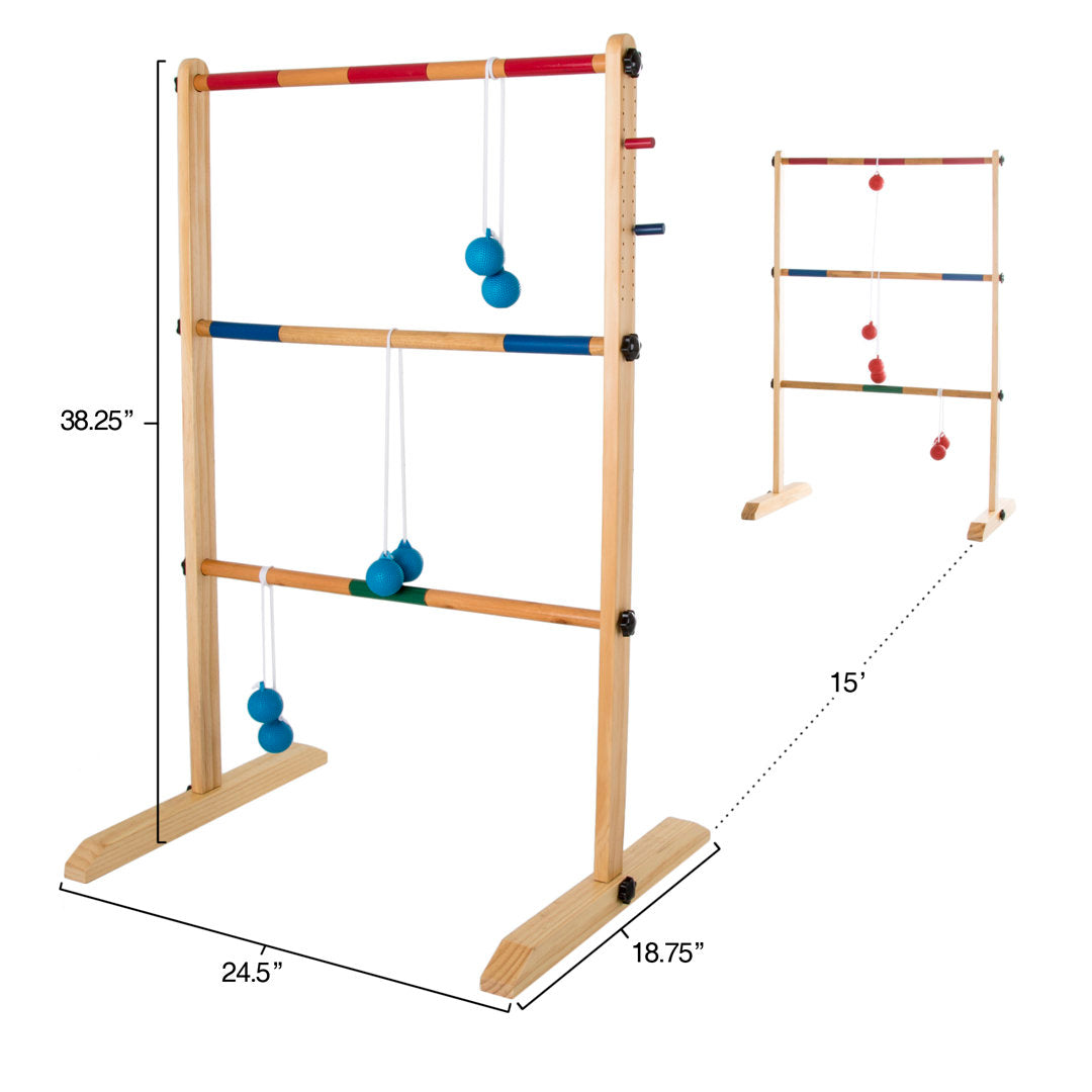 Hey Play Solid Wood Ladder Toss Set with Carrying Case Backyard Activity for BBQ or Tailgate Hey! Play!