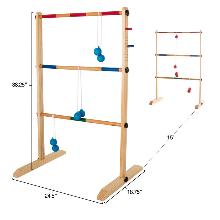 Hey Play Solid Wood Ladder Toss Set with Carrying Case Backyard Activity for BBQ or Tailgate Hey! Play!