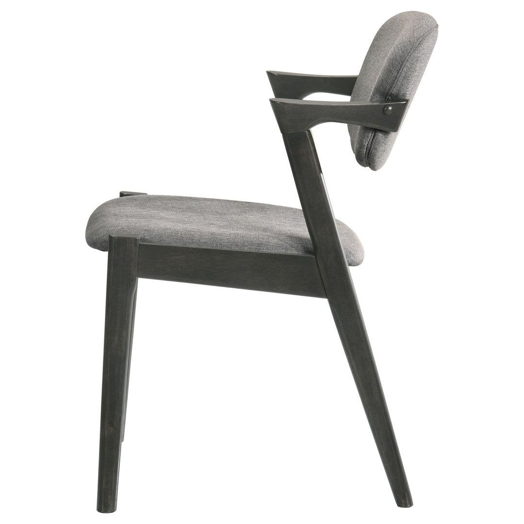 Artresha Upholstered Arm Chair (Set of 2) Wade Logan® Leg Color: Black, Color: Fabric Dark Gray