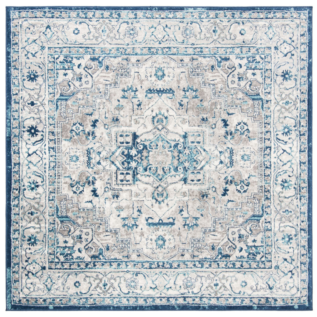 Camila Light Gray/Blue Oriental Rug Kelly Clarkson Home Rug Size: Square 3'