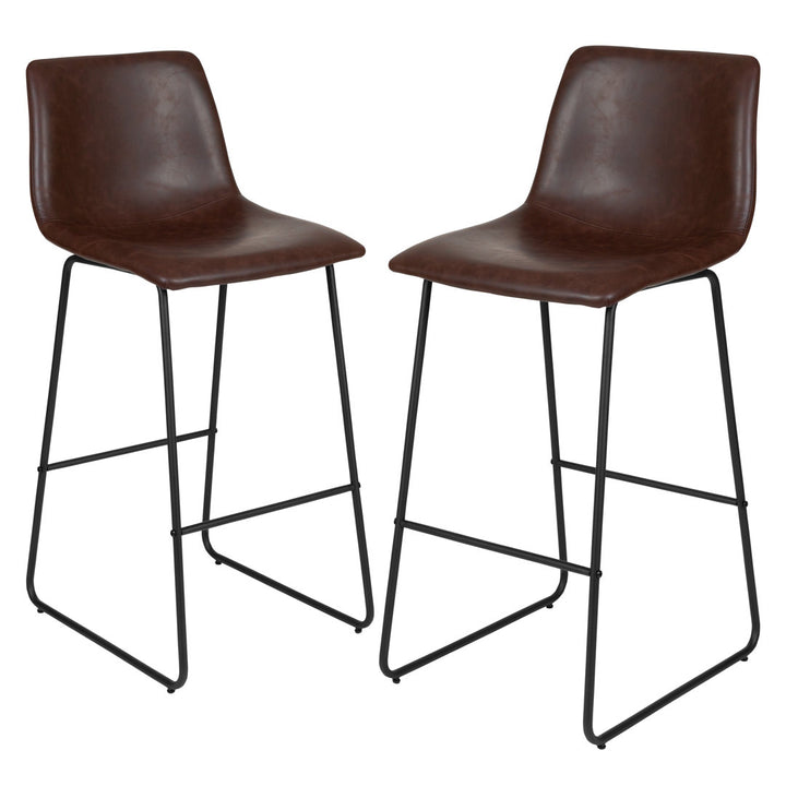 Liekele Upholstered Counter Height Modern Dining Stools by Flash Furniture (Set of 2) Ivy Bronx Seat Height: Bar Stool ( 30” Seat Height), Upholstery: Dark Brown Faux Leather