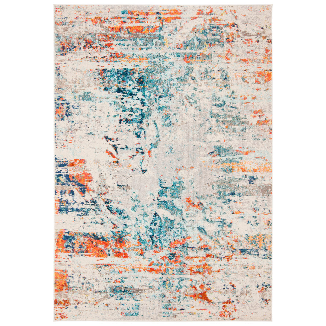 Felty Abstract Cream/Orange/Blue Rug Langley Street® Rug Size: Rectangle 3' x 5'