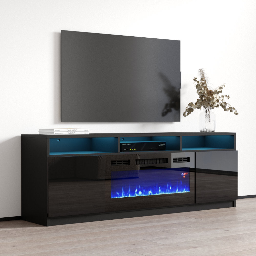 Anirudh TV Stand for TVs up to 70" with Electric Fireplace Included Ivy Bronx Color: Black