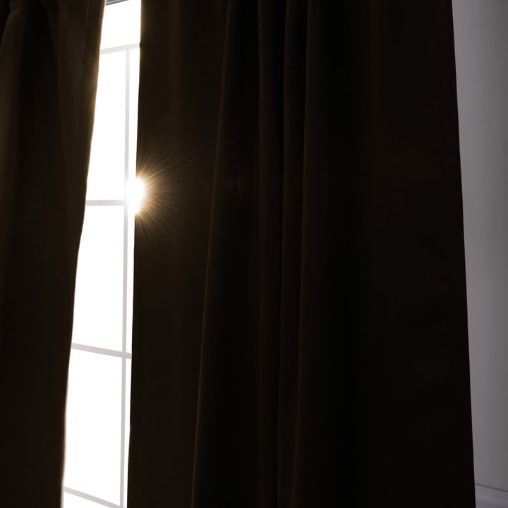 Bantam Solid Blackout Thermal Rod Pocket Curtain Panels (Set of 2) Ebern Designs Curtain Color: Chocolate Size per Panel: 52" W x 102" L