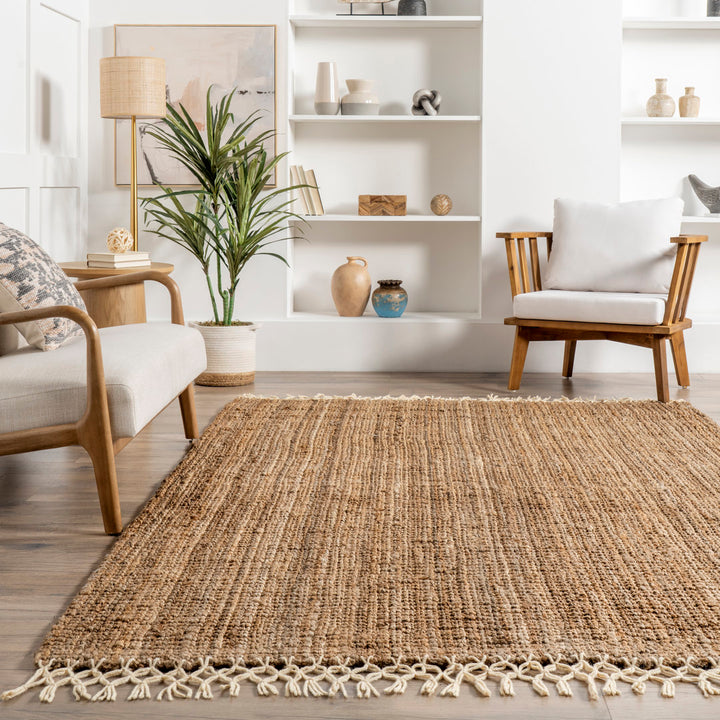 Werts Handmade Tufted Farmhouse Jute Tasseled Brown Rug Bay Isle Home™ Rug Size: Rectangle 3' x 5'