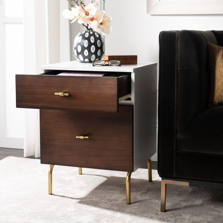 Linaris 2 - Drawer Nightstand Ivy Bronx Color: White/Gold