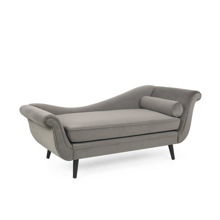 Roiled Arms Chaise Lounge Everly Quinn Fabric: Taupe Polyester Blend