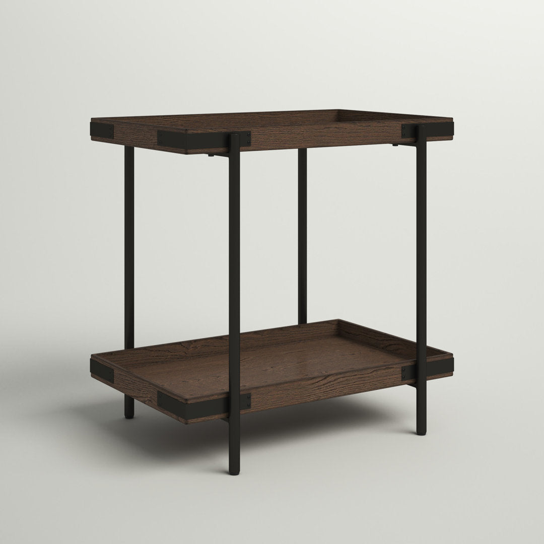 Nikole 27" Wide Industrial Rustic Solid Wood Metal Rectangular Side Table With Shelf Trent Austin Design®