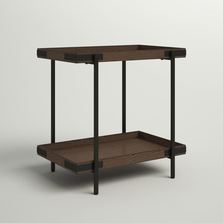 Nikole 27" Wide Industrial Rustic Solid Wood Metal Rectangular Side Table With Shelf Trent Austin Design®