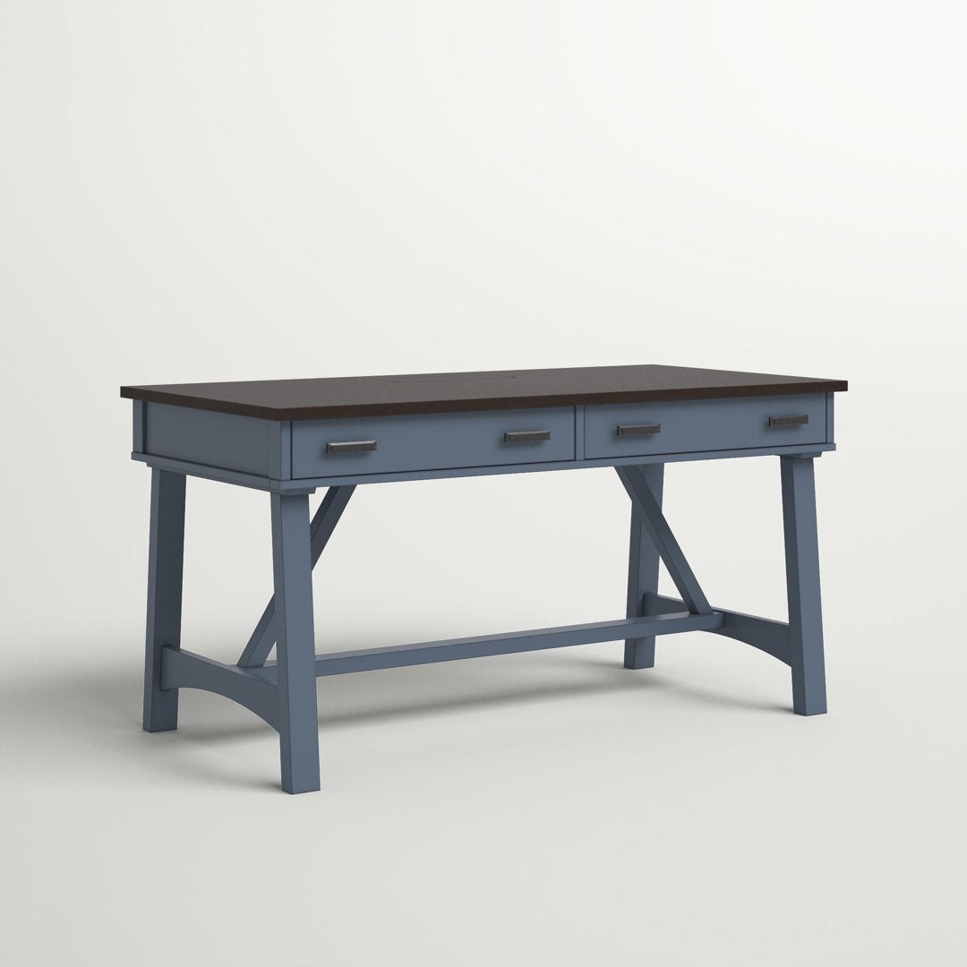 Bankston Desk with Built in Outlets Beachcrest Home™ Color: Dark Brown/Blue