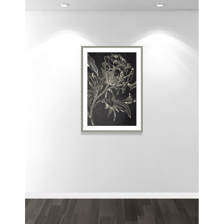 Golden Flower Folklore I by Asia Jensen - Picture Frame Graphic Art Print Joss & Main Size: 42.75" H x 30.75" W Format: Silver Framed