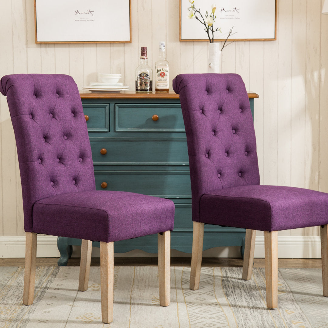 Charlotte Tufted Upholstered Parsons Chair (Set of 2) Red Barrel Studio® Upholstery Color: Purple