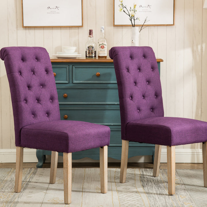 Charlotte Tufted Upholstered Parsons Chair (Set of 2) Red Barrel Studio® Upholstery Color: Purple