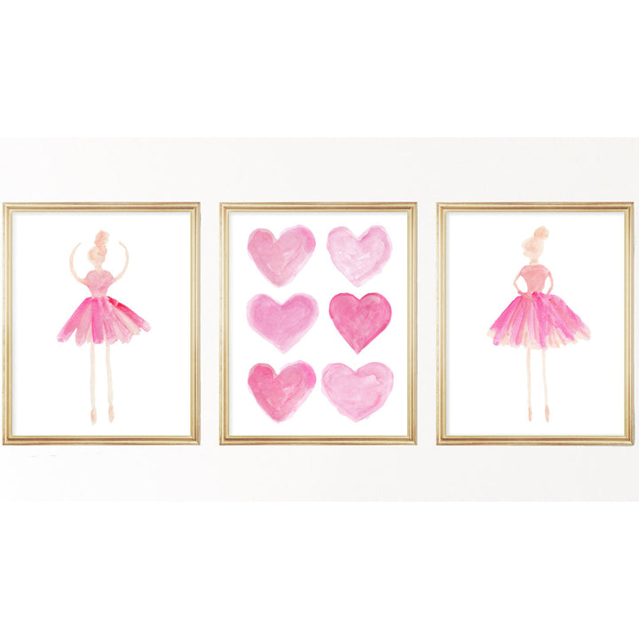 Little Girls Ballet Artwork, Paper Prints (Set of 3) Outside In Art Studio Color: All Hot Pink Size: 14" H x 11" W x 0.06" D