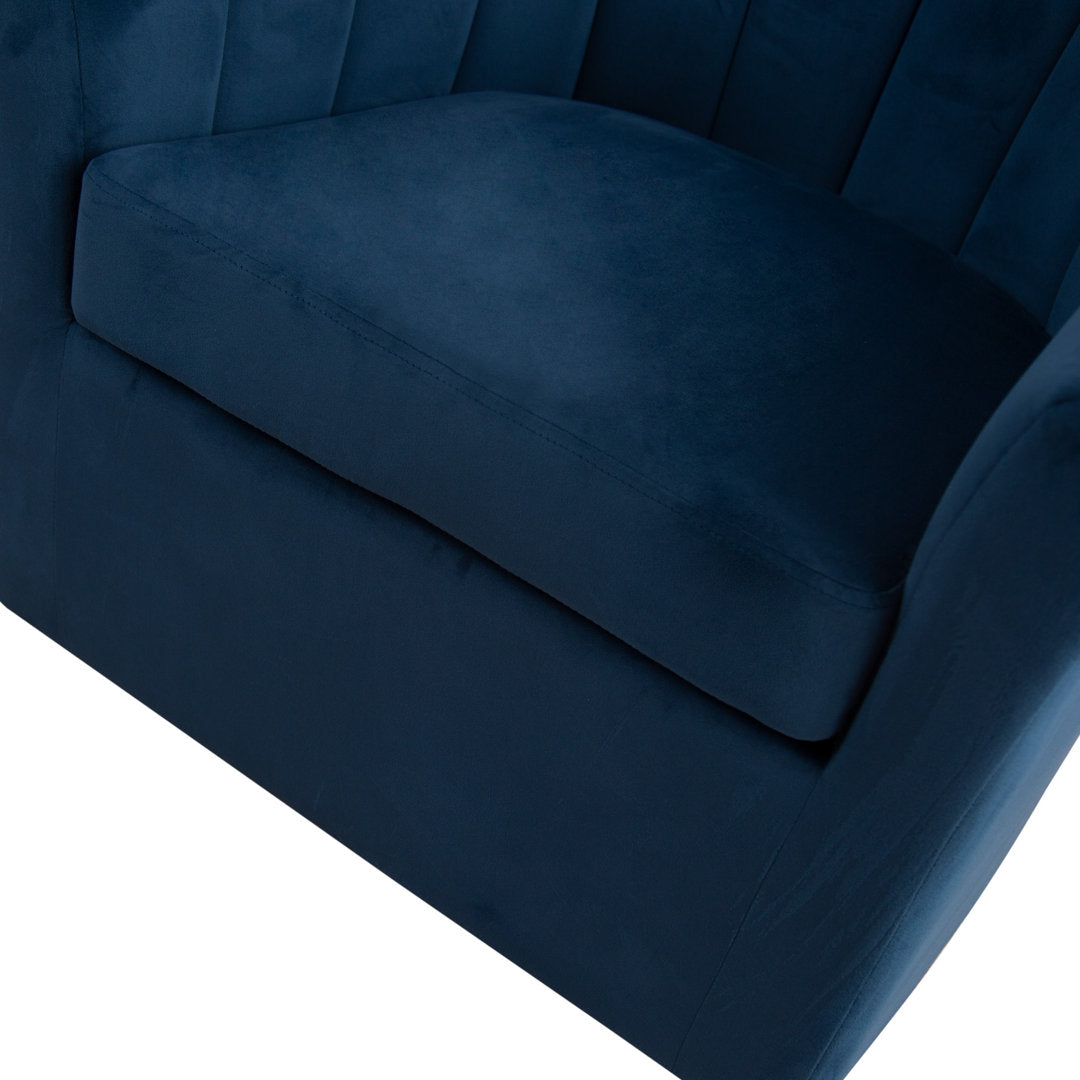 Lydia 29.5" Wide Velvet Upholstered Swivel Barrel Chair Latitude Run® Body Fabric: Blue Cotton Blend