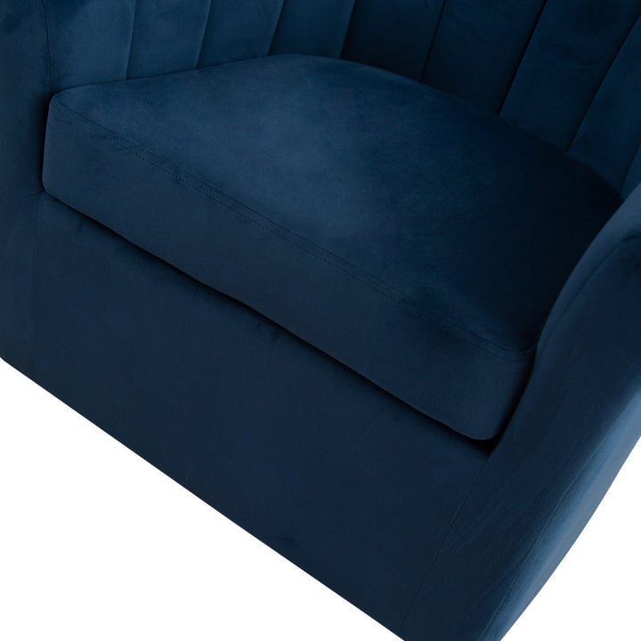 Lydia 29.5" Wide Velvet Upholstered Swivel Barrel Chair Latitude Run® Body Fabric: Blue Cotton Blend