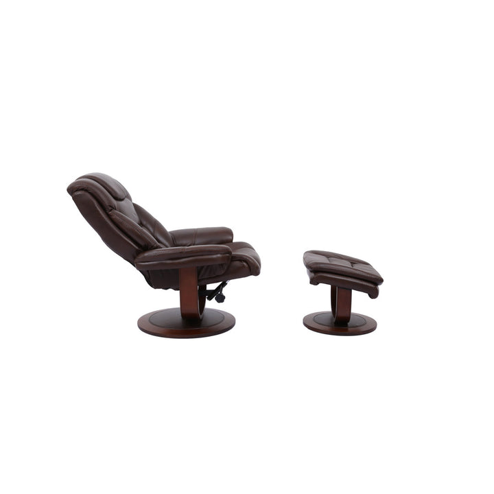 Carolynn 33.5" Wide Leather Match Manual Swivel Ergonomic Recliner with Ottoman Wade Logan® Upholstery Color: Robust Leather Match