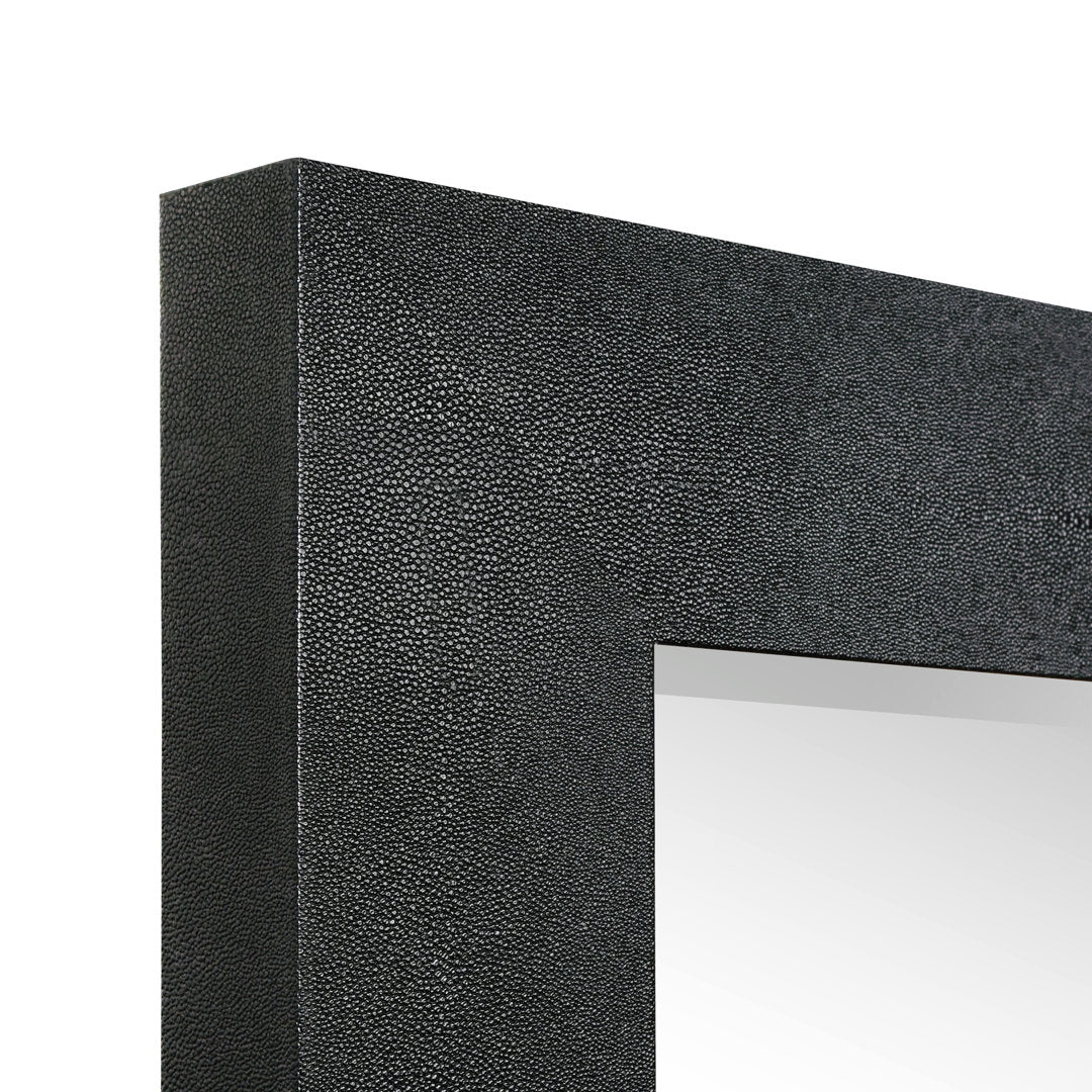 Metallic Shagreen Leather Framed Beveled Accent Mirror Empire Art Direct Finish: Black