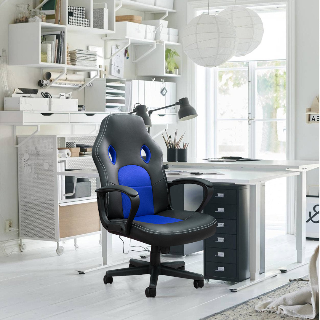 PC and Racing Ergonomic Gaming Chair Ebern Designs Color: Blue
