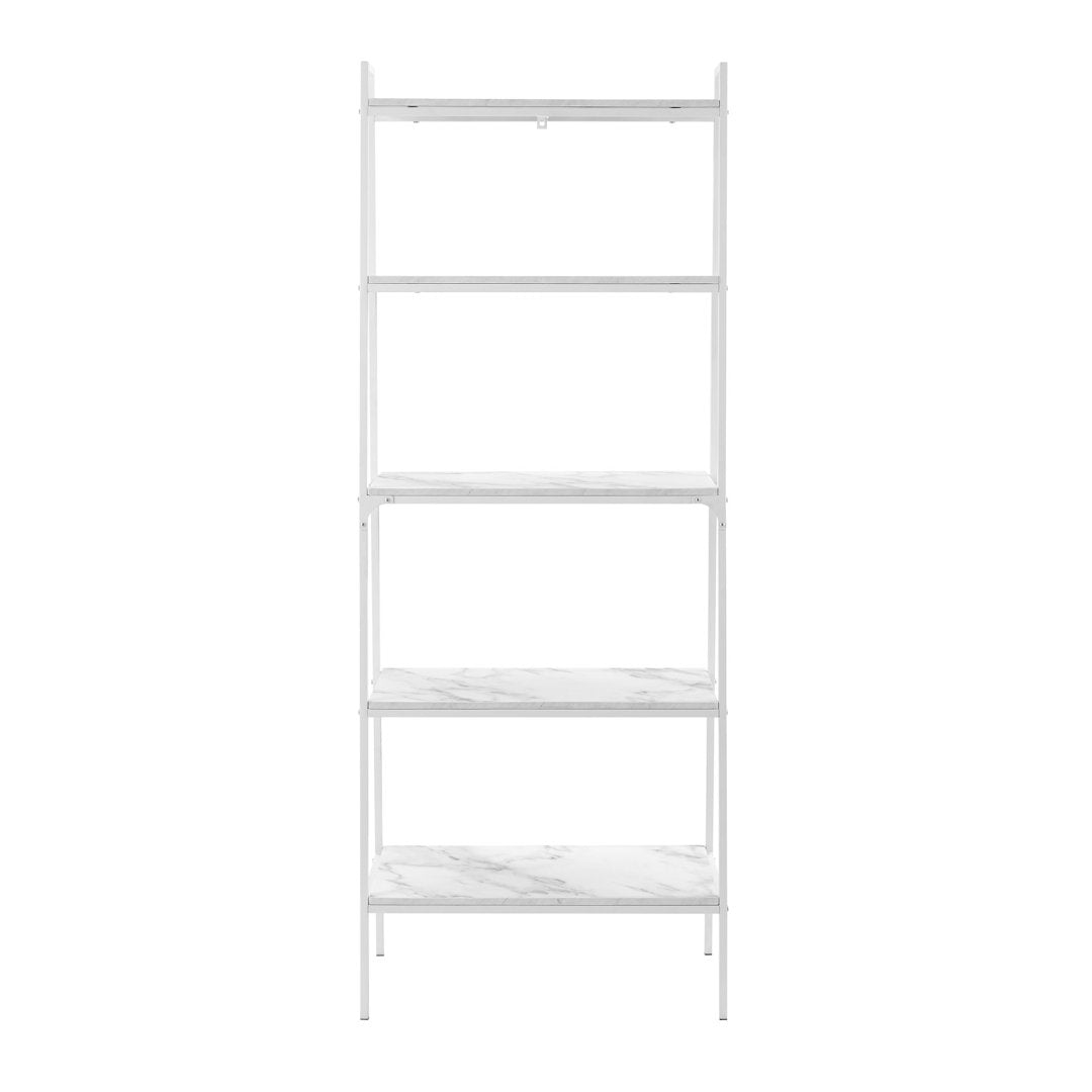 Little Italy 72" H x 28" W Metal Ladder Bookcase Trent Austin Design® Color: Calacatta Marble