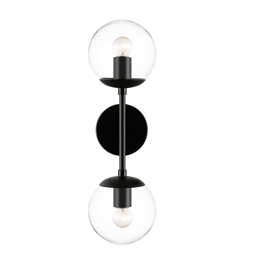 Cournoyer 2-Light Dimmable Wallchiere George Oliver Shade Color: Clear Finish: Black