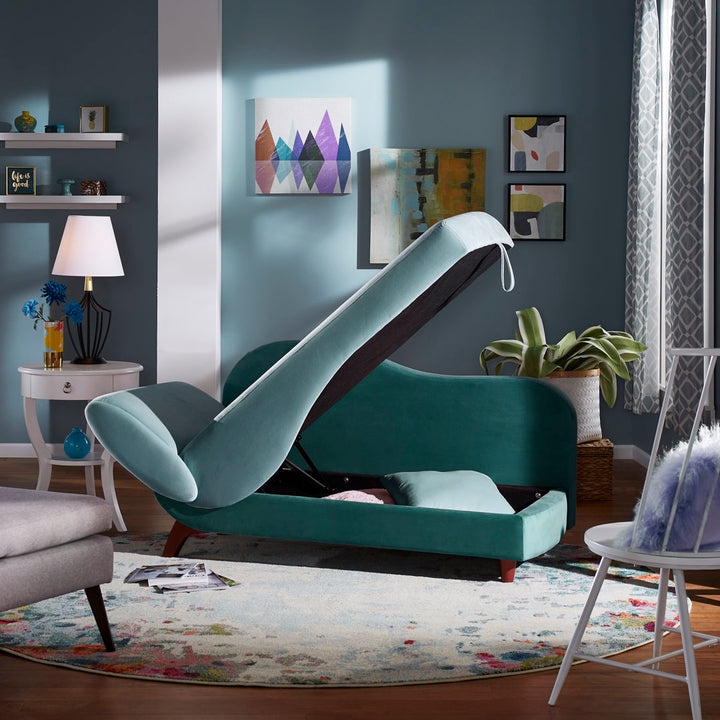 Gaven Armless Reclining Foam Chaise Lounge with Storage Mercury Row® Teen Upholstery Color: Dark Green/Light Green