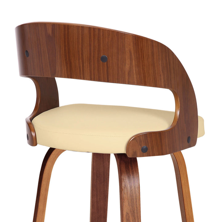 Pensacola Mid-century Swivel Counter Height Bar Stool Corrigan Studio® Upholstery: JY Creme Faux Leather, Seat Height: Counter Stool (26" Seat Height)