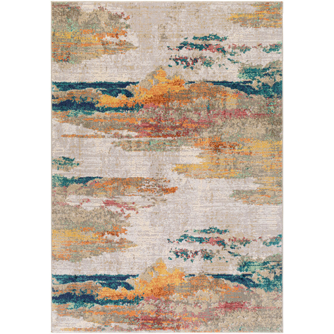 Diorio Saffron/Teal/Light Gray Area Rug Wade Logan® Rug Size: Rectangle 2' x 3'