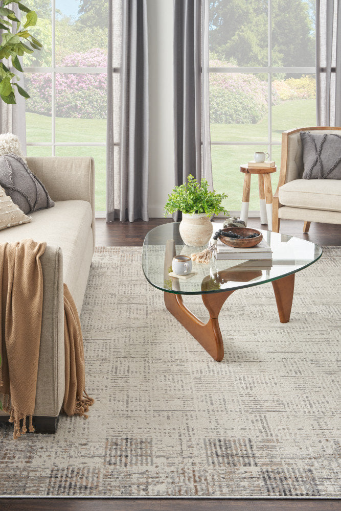 Adriao Geometric Gray/Ivory Area Rug Wade Logan® Rug Size: Rectangle 5'3" x 7'3"