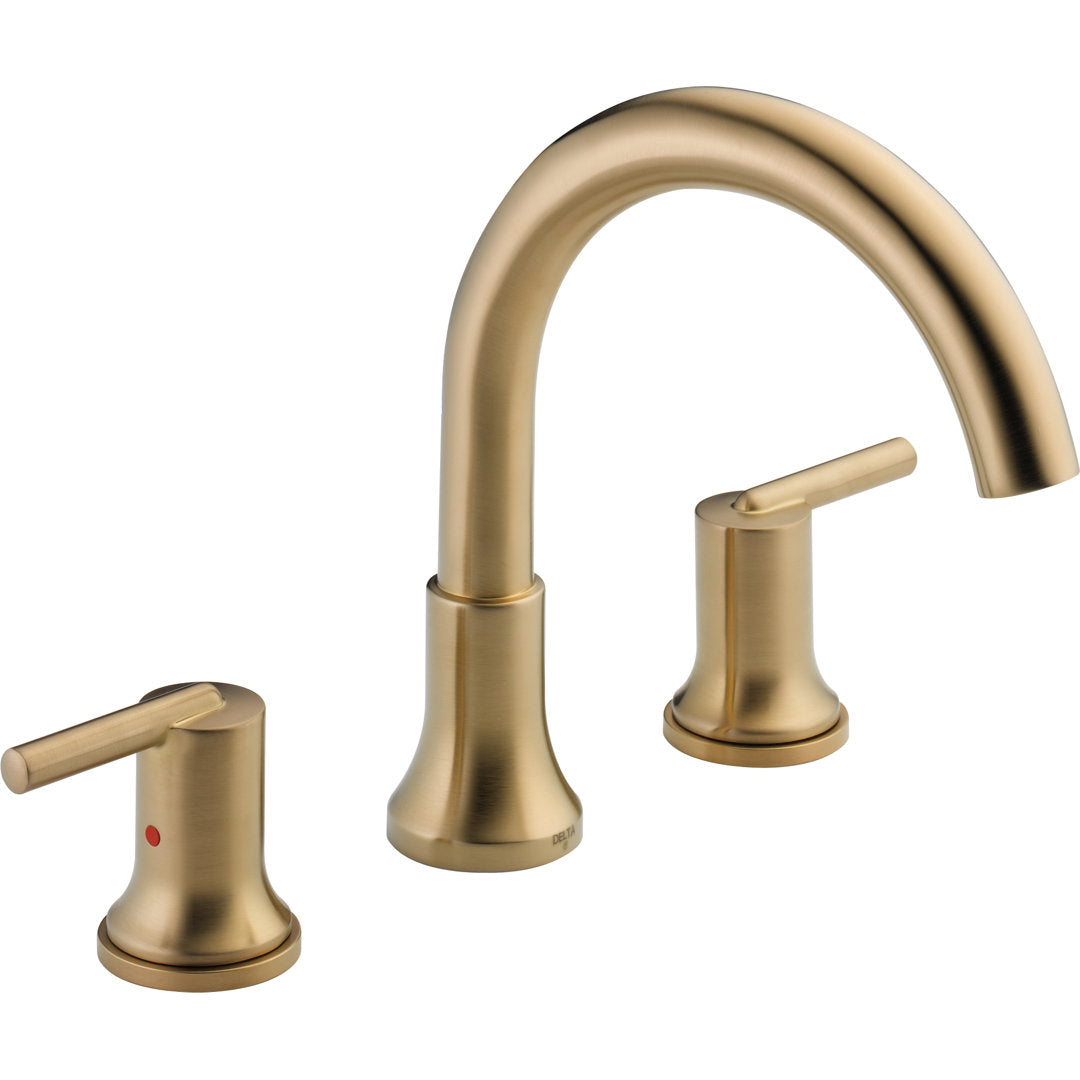 Trinsic Double Handle Deck Mounted Roman Tub Faucet Delta Finish: Brilliance Champagne Bronze
