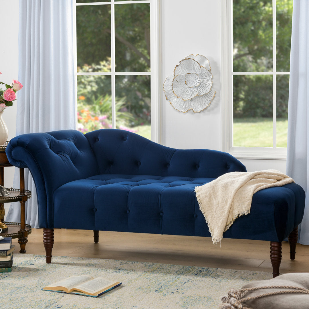 Kannon Tufted Right-Arm Chaise Lounge Willa Arlo™ Interiors Fabric: Navy Blue Velvet