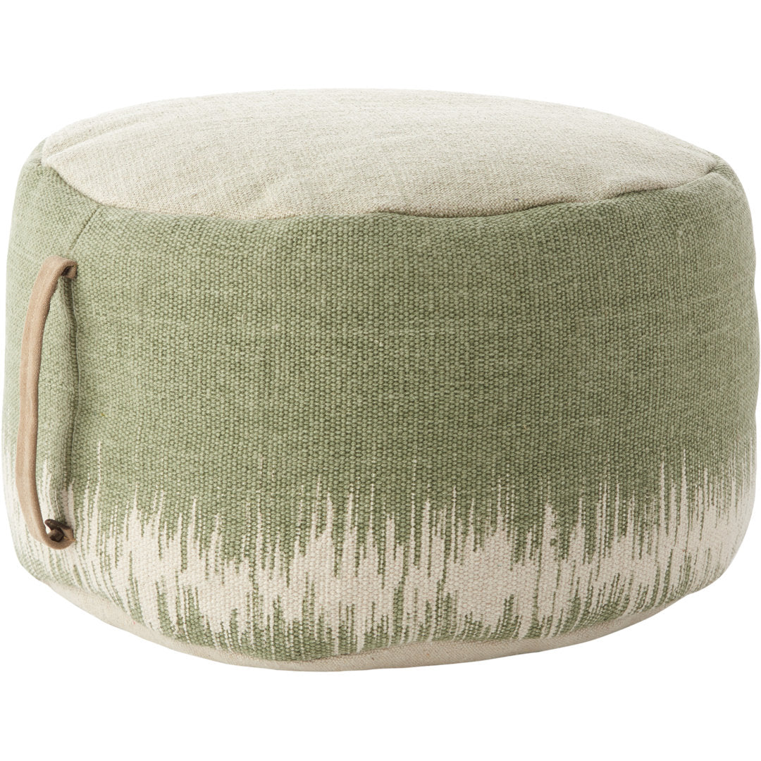 Denys 20" Wide Round Abstract Pouf Ottoman Mistana™ Fabric: Sage Green