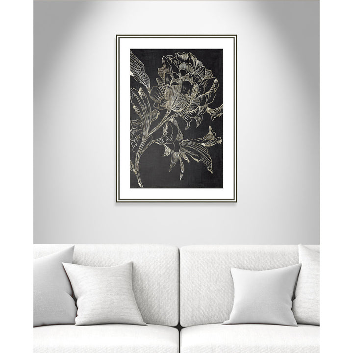 Golden Flower Folklore I by Asia Jensen - Picture Frame Graphic Art Print Joss & Main Size: 36.75" H x 26.75" W Format: Silver Framed