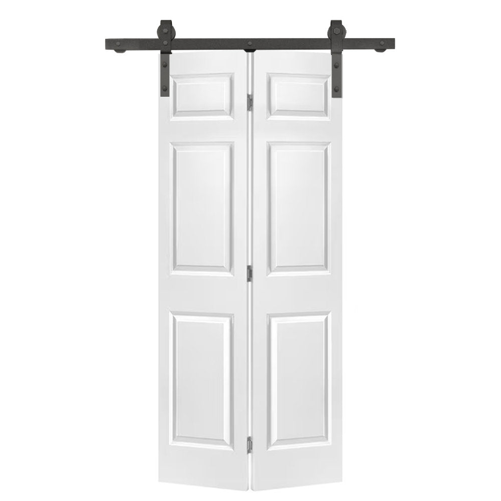 Paneled MDF Composite Bifold Barn Door with Installation Hardware Kit Calhome Size: 24" x 84" Finish: White