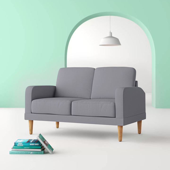 Coffield 50" Square Arm Loveseat Hashtag Home Fabric: Light Gray Polyester