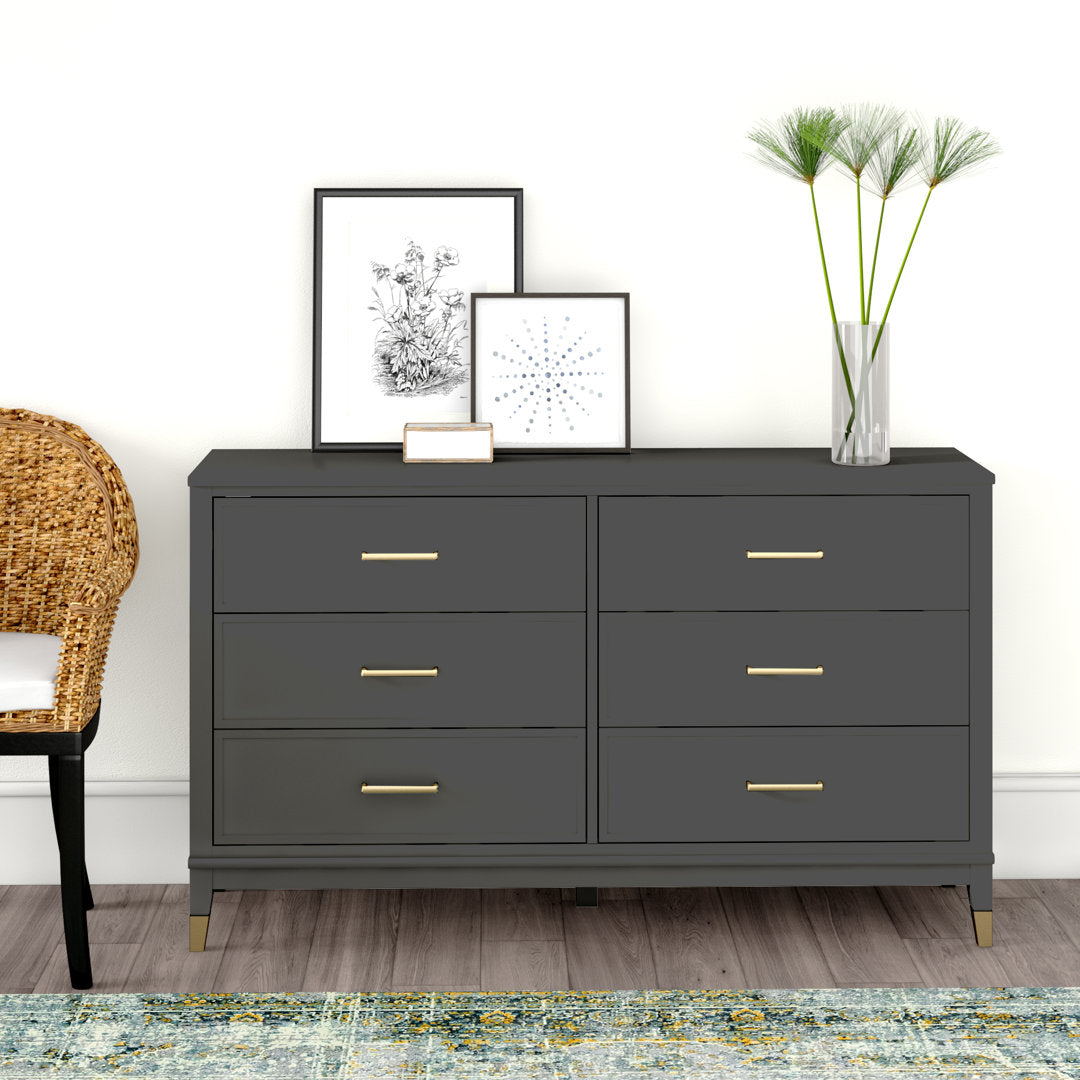 Westerleigh 6 Drawer 56.77" W Double Dresser CosmoLiving by Cosmopolitan Color: Graphite Gray