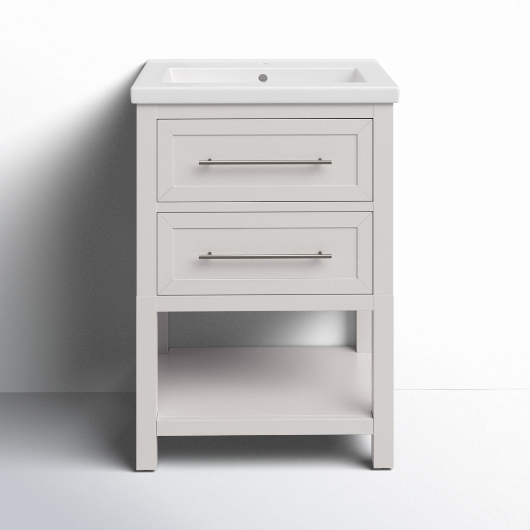Bickley 24" Single Bathroom Vanity with Ceramic Top Beachcrest Home™ Base Finish: White