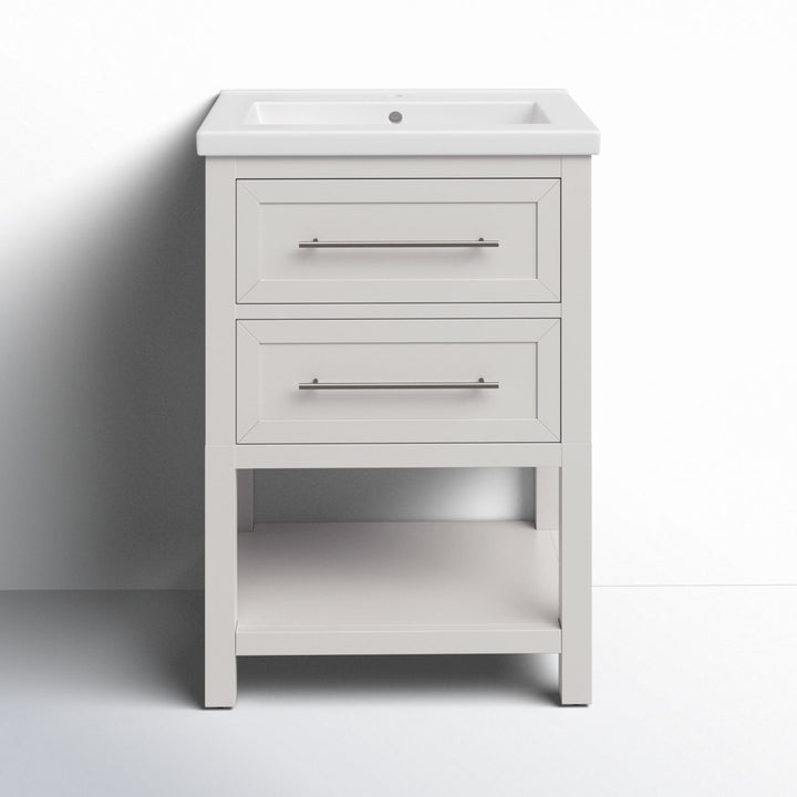 Bickley 24" Single Bathroom Vanity with Ceramic Top Beachcrest Home™ Base Finish: White