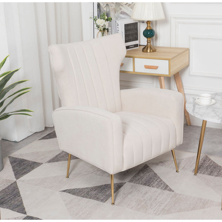 Floreal 27.5" Wide Velvet Wingback Chair Etta Avenue™ Fabric: Beige