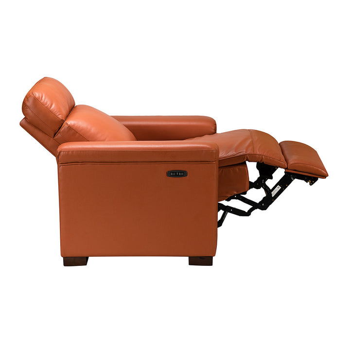 Aziah 34.65" Wide Genuine Leather Power Recliner With USB Port Wade Logan® Body Fabric: Brick Genuine Leather