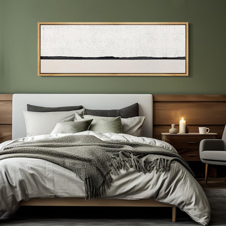 Geometric Line Minimal Landscape Minimalist Dotted Horizon Line In Monochrome Framed Print IDEA4WALL Size: 20" H x 60" W x 1.5" D