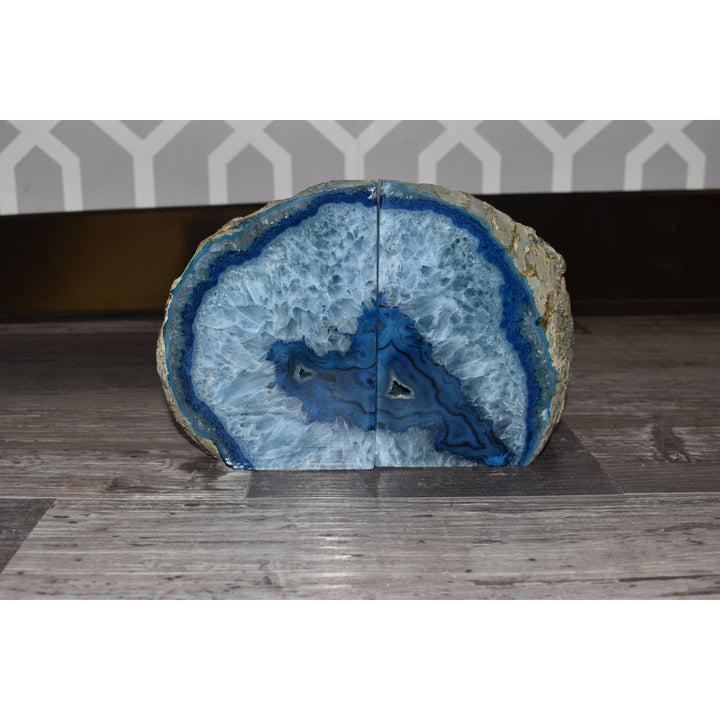 Evelynn Non-skid Blue Agate Bookends (Set of 2) Willa Arlo™ Interiors Size: 5.5" H x 6.5" W x 3" D