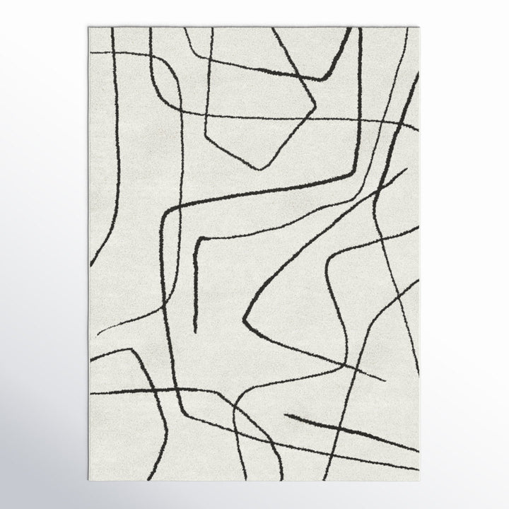 Goodrow Abstract Charcoal/White Area Rug Mercury Row® Rug Size: Rectangle 6'7" x 9'