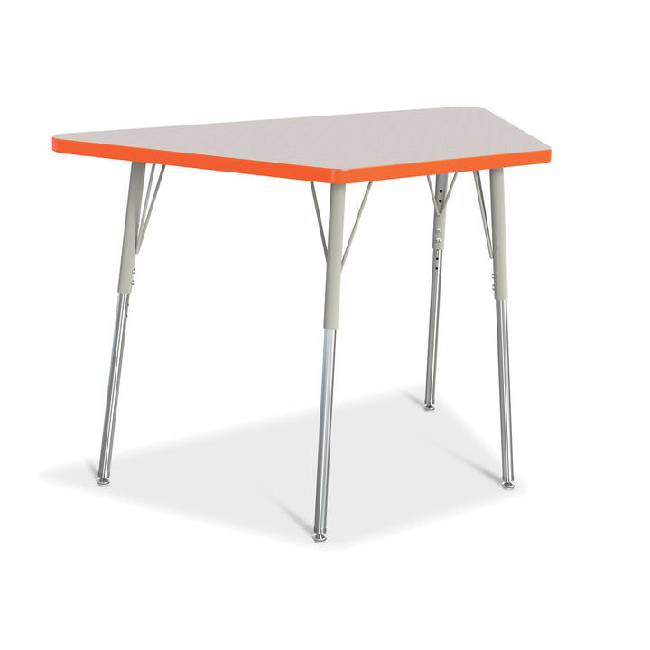 Berries® Trapezoid Activity Tables Jonti-Craft Size: 28" W x 48" D (Adult size: 24" - 31" H) Side Finish: Gray / Orange