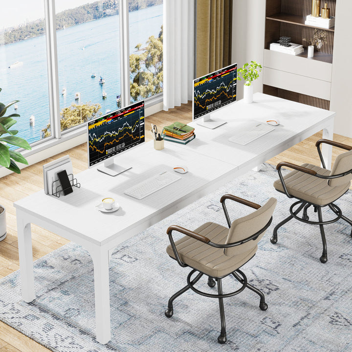 Alyzia 78.8'' W Rectangle Computer Desk 17 Stories Color (Top/Frame): White