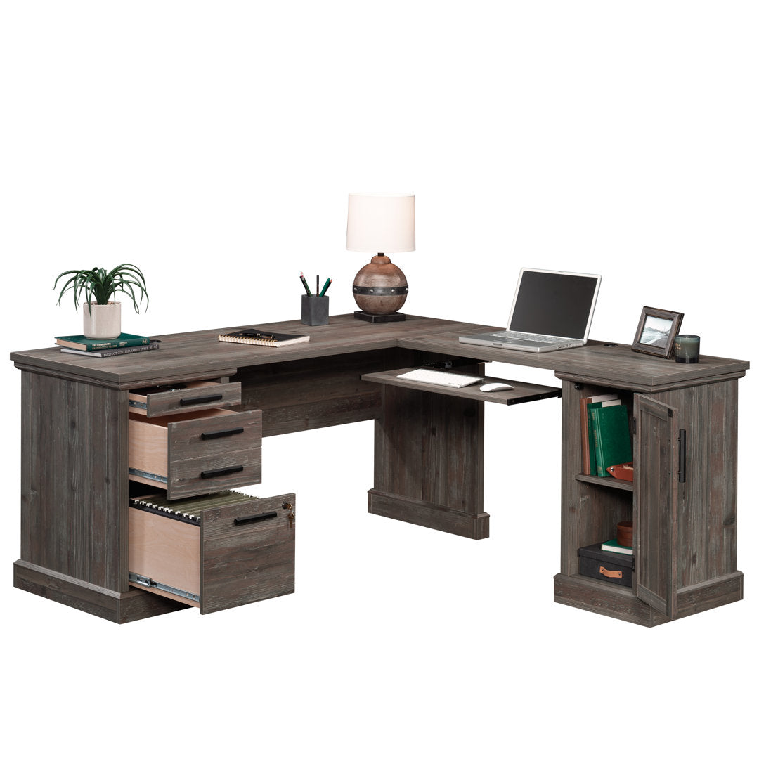 Aspen Post L-Shape Executive Desk Upper Square™ Color: Rustic Gray