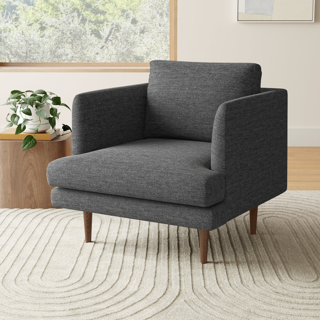 Miller Upholstered Armchair AllModern Fabric: Venga Antrazite Performance Basketweave